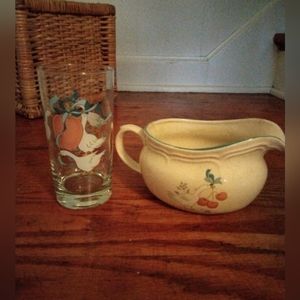 International Marmalade China Gravy Boat & Glass Vintage Vgc
